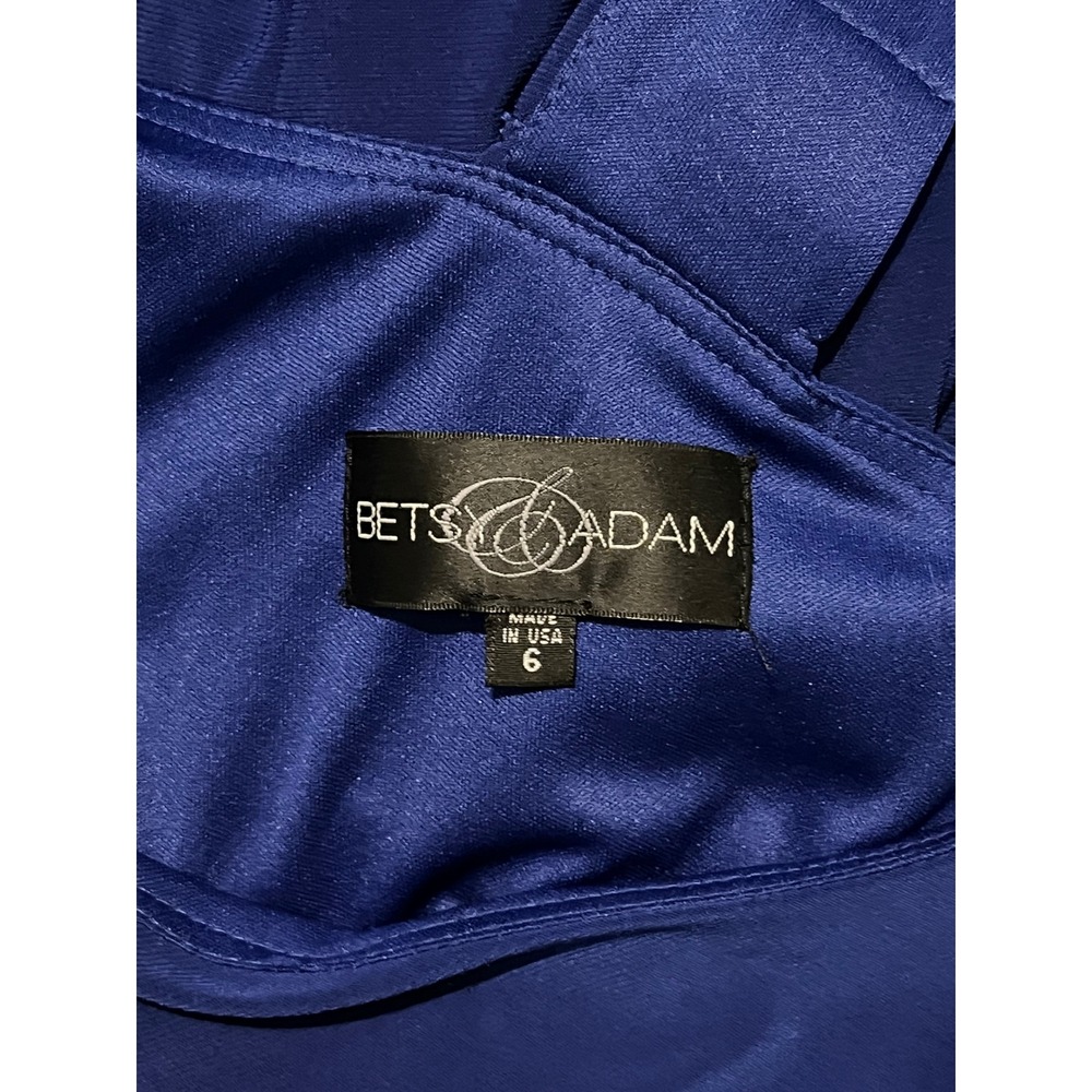 Betsy & Adam Royal Blue Rhinestone Detail Draped Cocktail Dress Size 6 - Picture 3 of 8